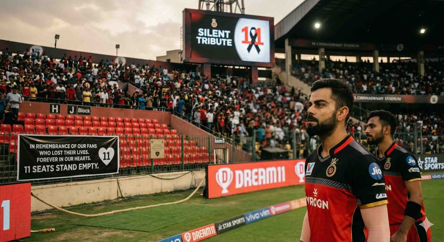 RCB Honour Stampede Victims With Armbands and Empty Seats